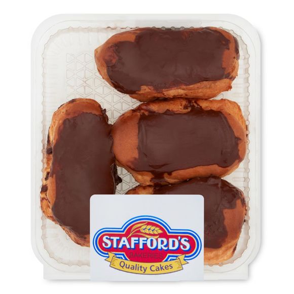 4 Dairy Cream Chocolate Eclairs 260g Stafford's Bakeries